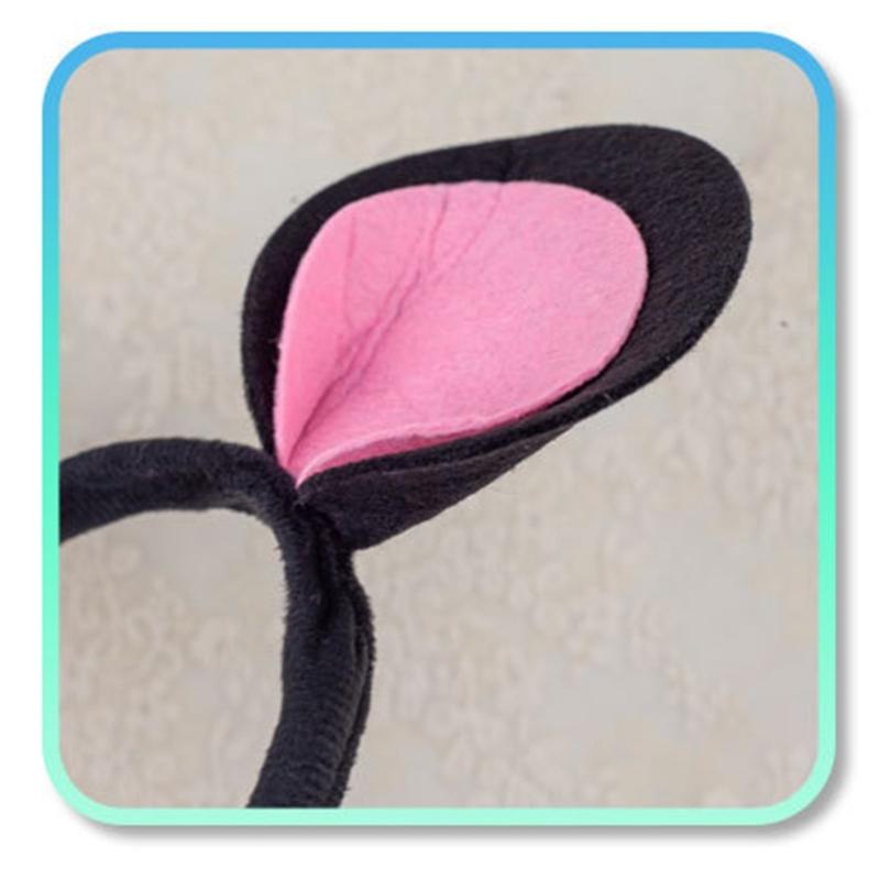 Halloween Mouse Cosplay Costume Set Mouse Ear Headband Tail Bowtie and Nose Animal Dress Up Costume for Kid Cosplay