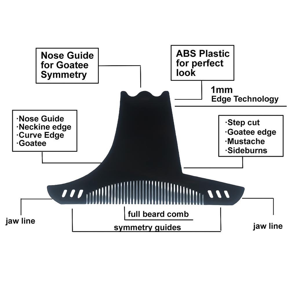 Innovative Design of Multifunctional Double-sided Beard Comb Six In One Men's Beard Styling Template Comb