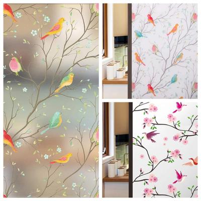 Privacy Window Film Opaque Static Cling Non Adhesive Film Bird Decals Decorative Glass Cover Tint Frosted Stickers for Home