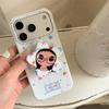 Süßes Mädchen mit großen Augen Sternenmuster Handyhülle mit Ständer für iPhone 15 16 17 Pro Max Kawaii Stoßfeste Schutzhülle