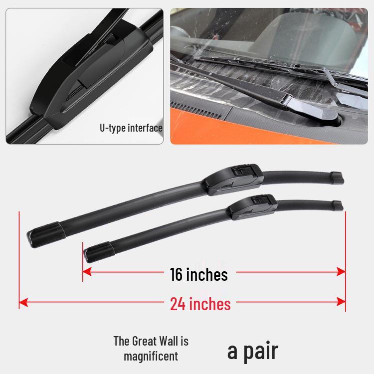 Great Wall Coolcar Boneless Wiper Blades - Universal Front & Rear Rubber Strips