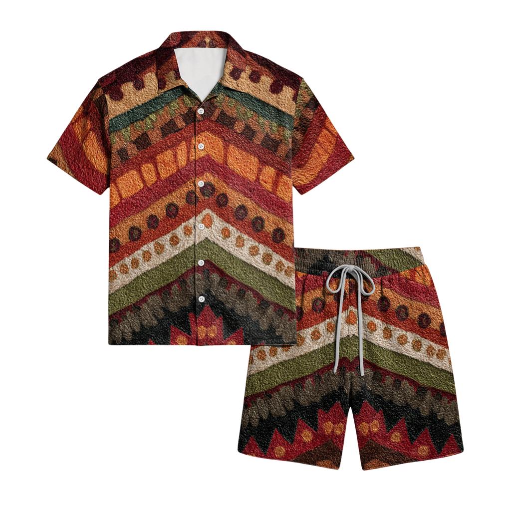 Herren Casual Leichtes Atmungsaktives Kurzarmhemd und Shorts Set