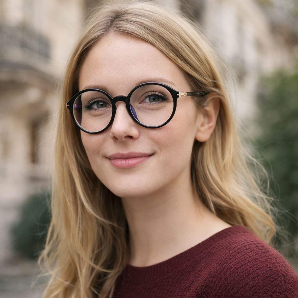 Fashion Eye Protection Anti-Blue Light Glasses UV Protection Round Frame Eyeglasses Ultra Light Frame Women Glasses Women