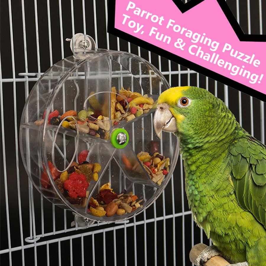 Rotate Pet Parrot Toys, Wheels, Bite Chewing, Foraging Food Box, Cage Feeder, Birds Accessories