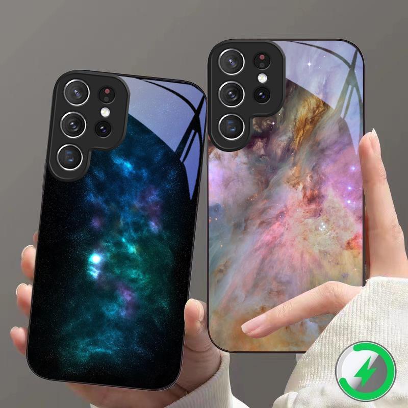 Space Nebula Wallpaper Suitable For Samsung Galaxy S25 Ultra S20 FE S21 S22+ S23 Plus S24 S26 Edge magnetism Glass Phone Casee