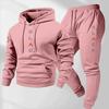 Men's Black Retro Letter Print Two-Piece Jogging Set - Long Sleeve Hoodie & Sweatpants for Winter