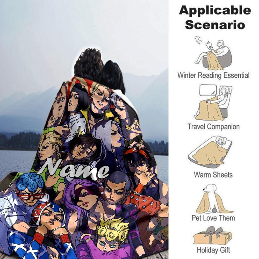 Customiz Name Personality JoJo's Bizarre Adventure Blanket Soft &Warm Sofa Office Bed Travel Lunch Break Blanket, Gift Suitable All Seasons