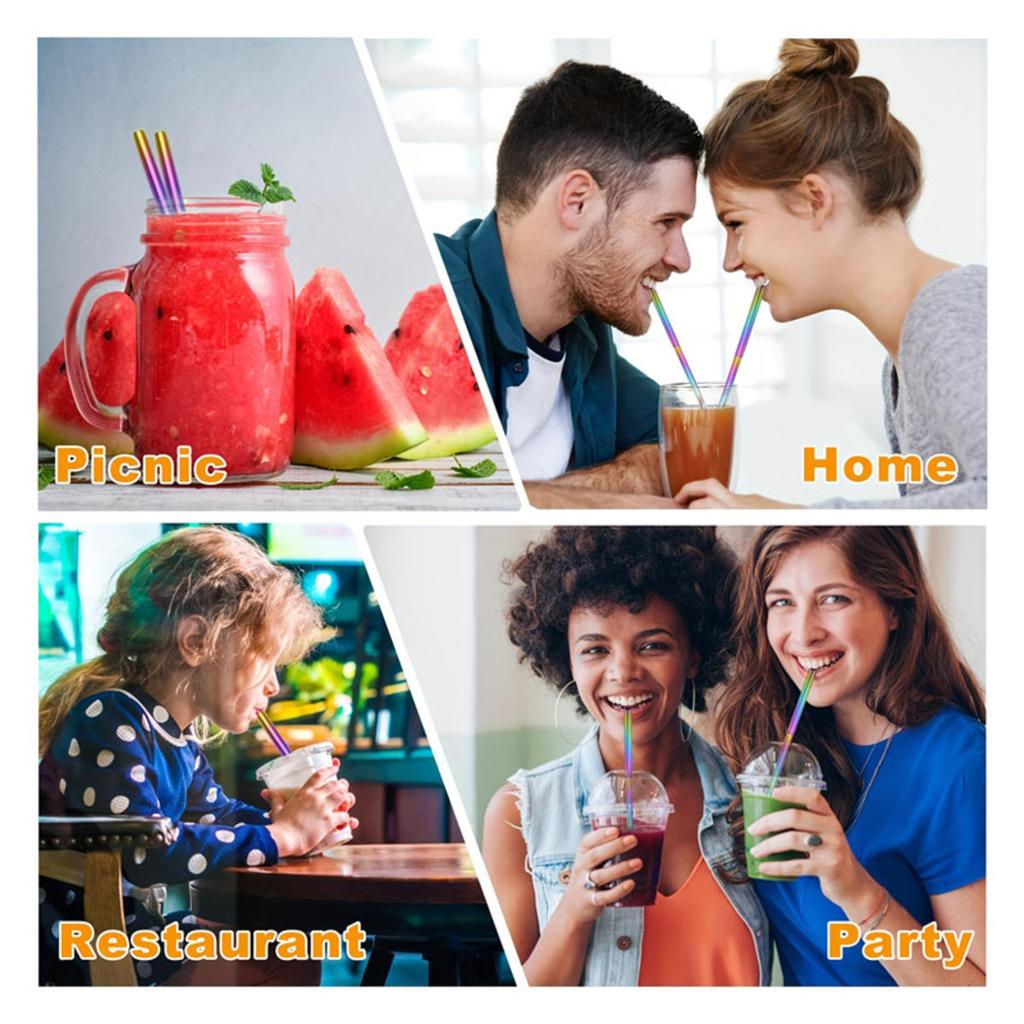 Reusable Telescopic Straw 304 Stainless Steel Suction Tubes with Cleaning Brush Portable Drinking Straw Set for Travel with Case