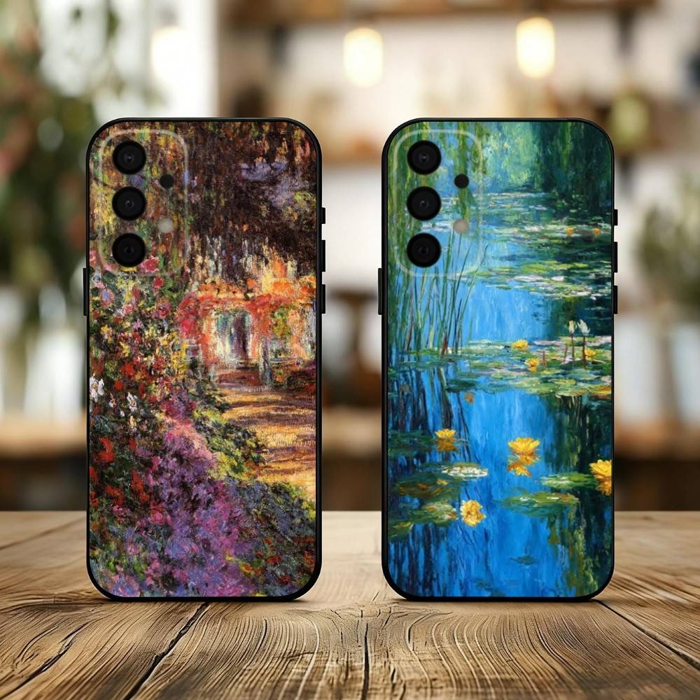 C-Claude-M-Monet-T Handyhülle Für Samsung Galaxy A73,A72,A71,A70,A53,A52,A51,Andere Weiche Schwarze Hülle