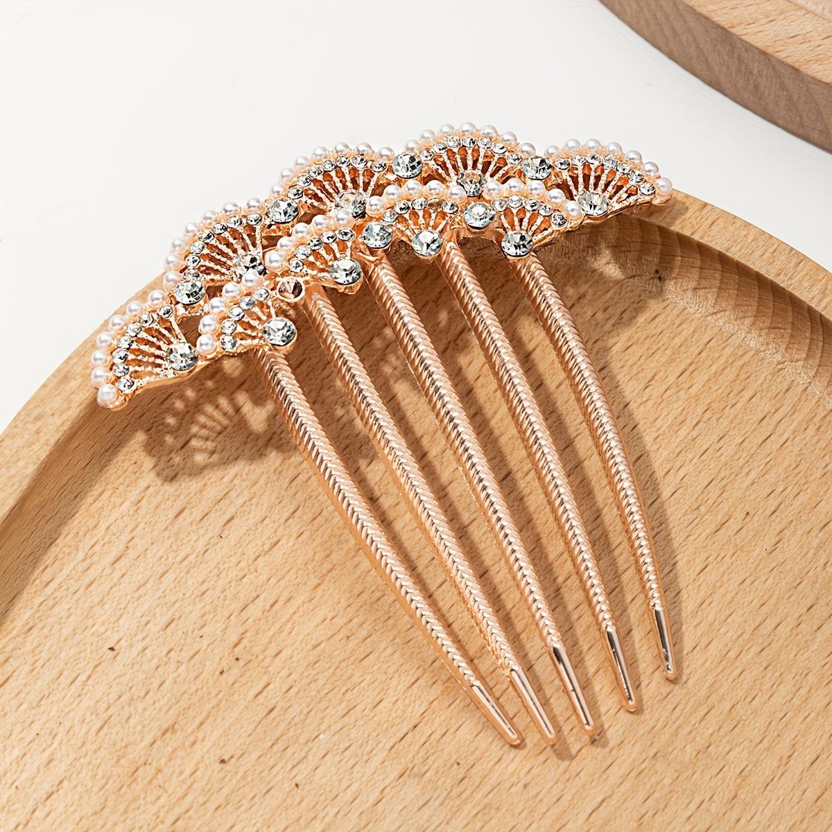 

Chinese Style Hair Comb Imitating Pearls Hanfu Women s Braided Hair Crystal Five Tooth Comb High-end Versatile Hair Accessories