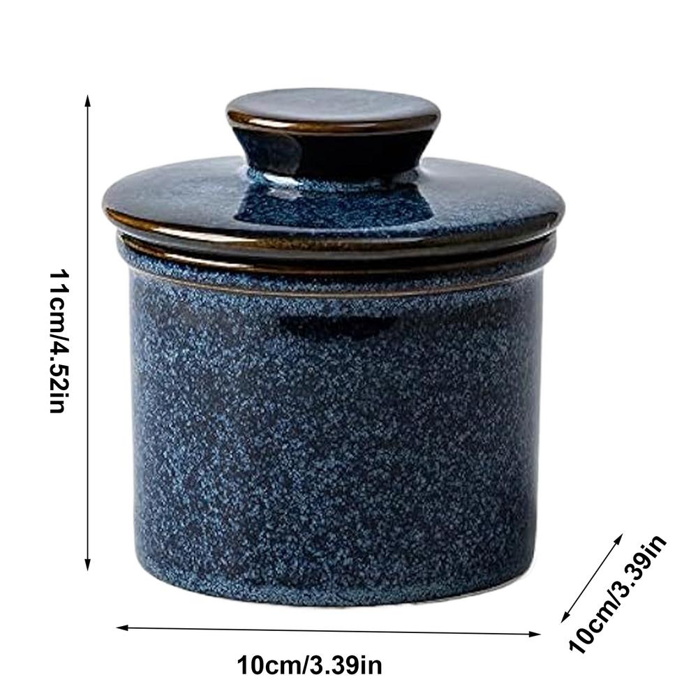 Tereyağ Kavanozu Sürülebilir Tereyağı İçin Seramik Kavanoz Dekoratif Su Geçirmez Hava Geçirmez Tereyağ Kabı Çömlekçilik Tereyağı Saklama Kabı Dekorasyon İçin Çömlek
