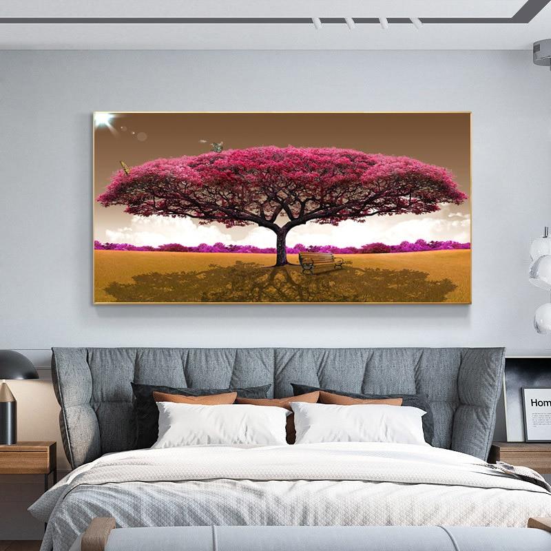 Pintura de flores de paisaje de viento, decoración de arte de la pared, decoración minimalista nórdica, póster, imagen, pintura para decoración del hogar y sala de estar