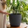 Decorative Pots for Indoor Spaces Modern Plant Pot with Saucer, Gray Flower Home Decor Entryway Drainage Holes, Stone-Look Planter Outdoor Plants