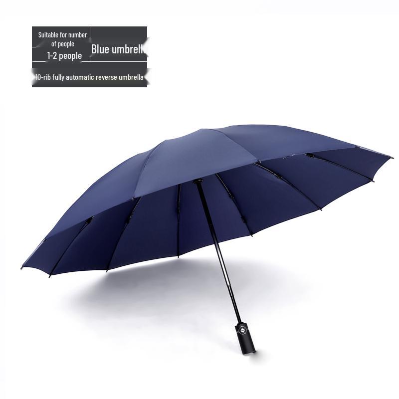 Large Dual-Use 12-Rib Auto Folding Umbrella, Windproof & Sun/Rain Proof, for Two People, Men & Women, Durable & Simple Design