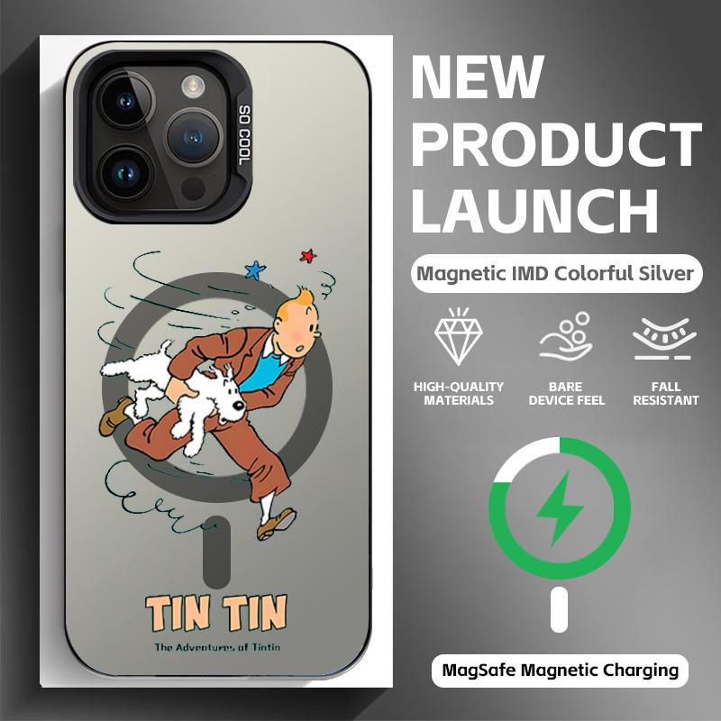 

T-Tintin A-Adventures Phone Case black magnetic IMD Colorful Silver Suitable case for iPhone17 16 15 14 13 12 11Pro Max iPhone17 Pro