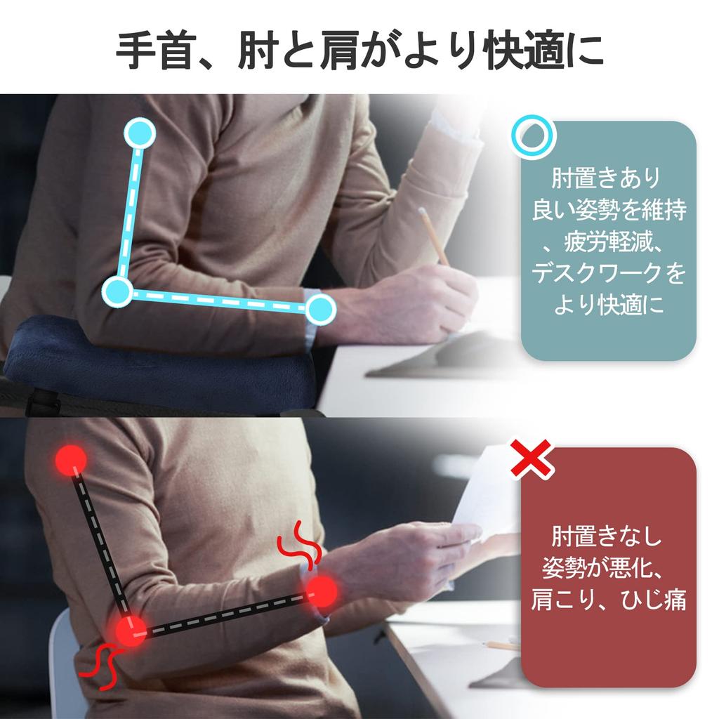 Annhua Armlehnen Memory-Schaum Armlehnen-Set für Büro und Gaming Einfaches schwarzes Kissen, Stühle, Rutschfest, Installation, Waschbar,