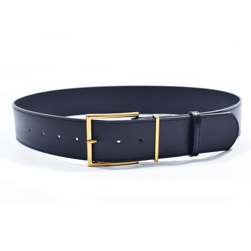 INS Retro Black Wide Waistband Paired with Coat, Suit Jacket, Simple Wide Version Belt, Square Buckle Needle Buckle Waist Seal