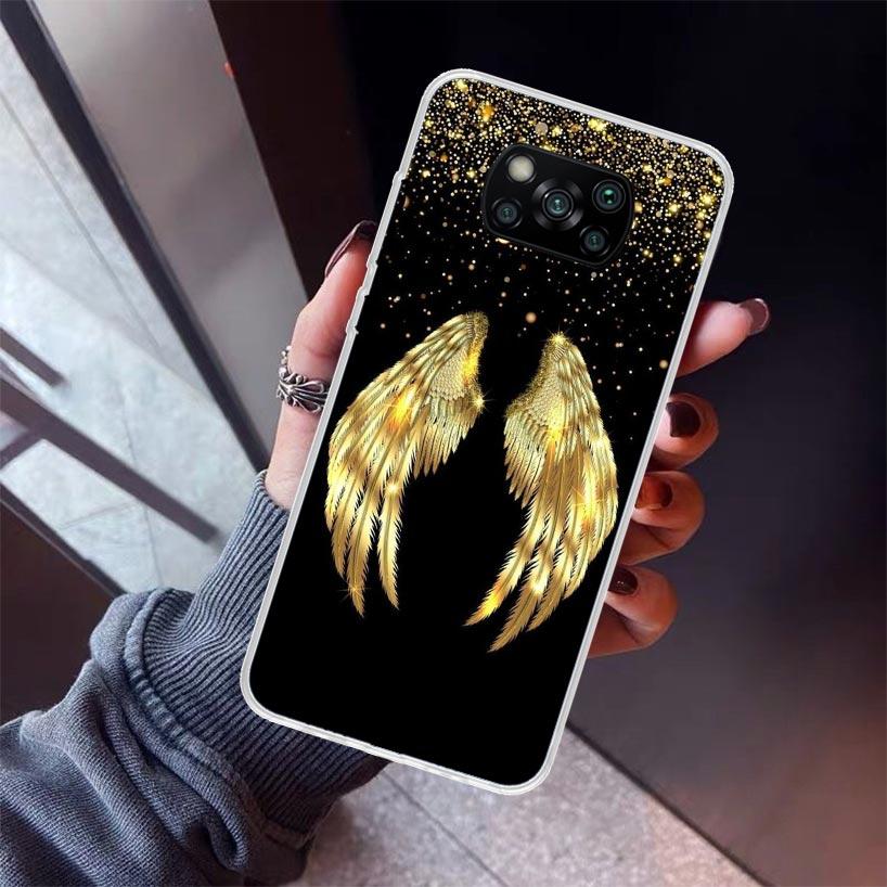 Angel Wings Feather Phone Case For Xiaomi Poco X5 X6 X7 Pro F7 Ultra M7 Redmi 15C 15 13C 13 12C 12 10 10C 10A 9 9C 9T 9A Cover P