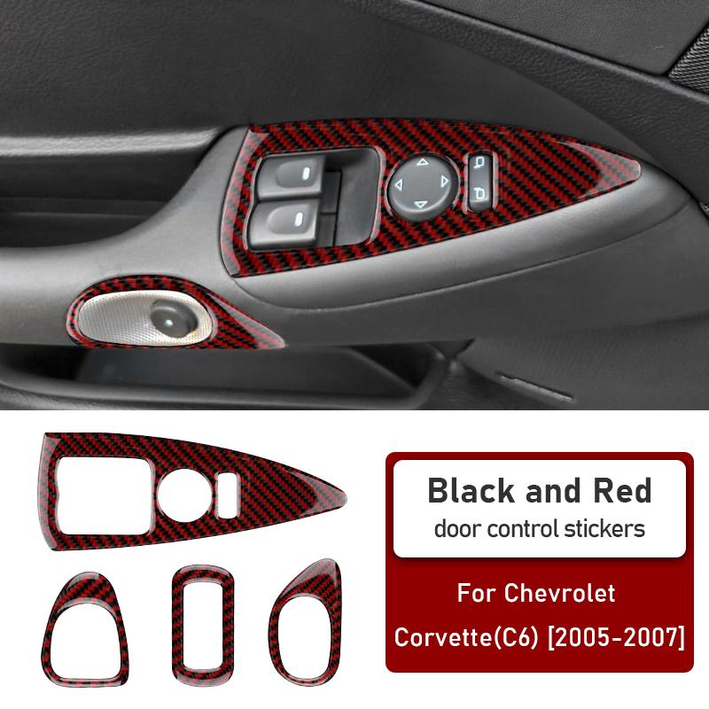 Echte Weiche Kohlefaser für Chevrolet Corvette C6 2005 2006 2007 2008 2009 2010 2011 2012 2013 Türfenster-Knopfpanel Aufkleber