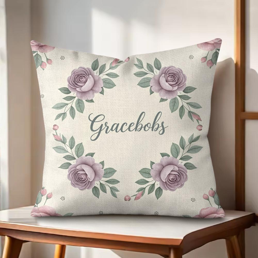 Spring Floral Cushion Cover Natural Linen Organic Fabric DoubleSided Printing Couch Pillow Covers Home Decor