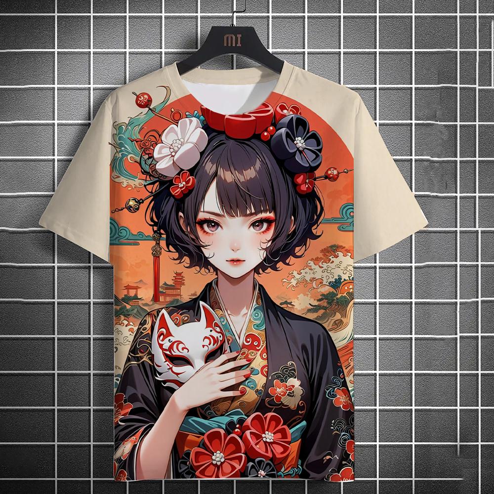 Vintage Girl Pattern Men's T-Shirt Cartoon 3d Printing T-shirt Oversized Tees For Men Bad Girl Harajuku Top Short Sleeve T Shirt