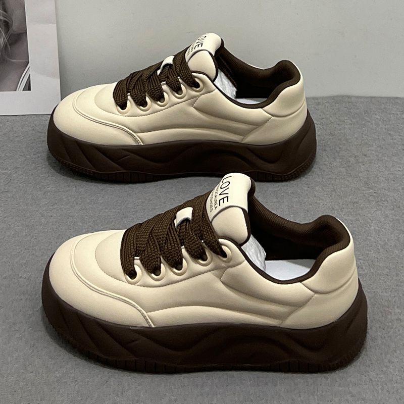 High value Internet celebrity ins tide board shoes 2025 spring and autumn new versatile height increase sports and leisure platform bread shoes women