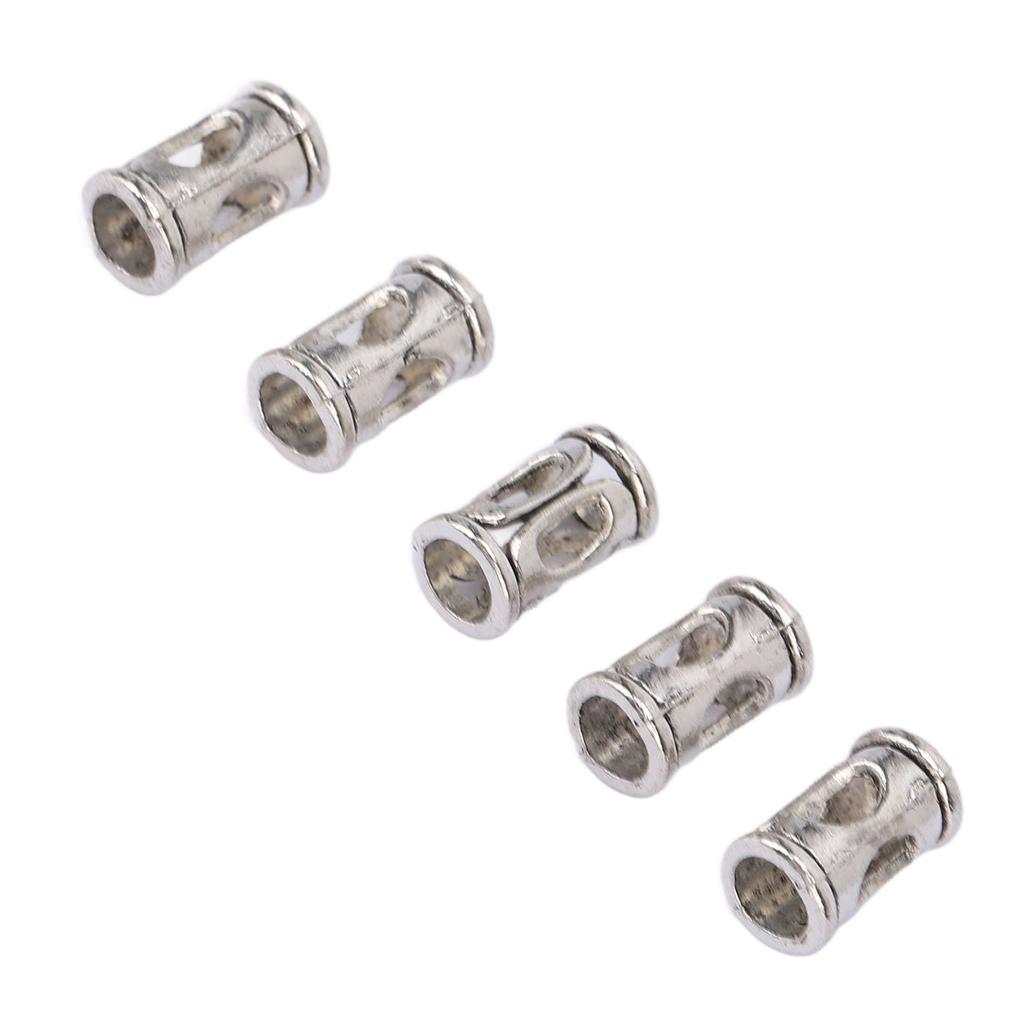 50 Stück Bartperlen Dunkelsilber Röhrenförmig Poröse Legierung Bartperlen Perlen DIY Handgefertigt Metall Abstandshalterperlen