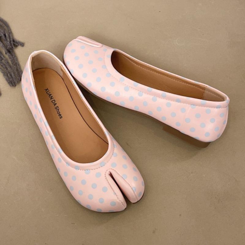 New Korean Style Women's Split-Toe Loafers Shallow Cut Ballet Flat Slip-Ons with Comfortable Mary Jane Spring/Autumn Tabis Shoes