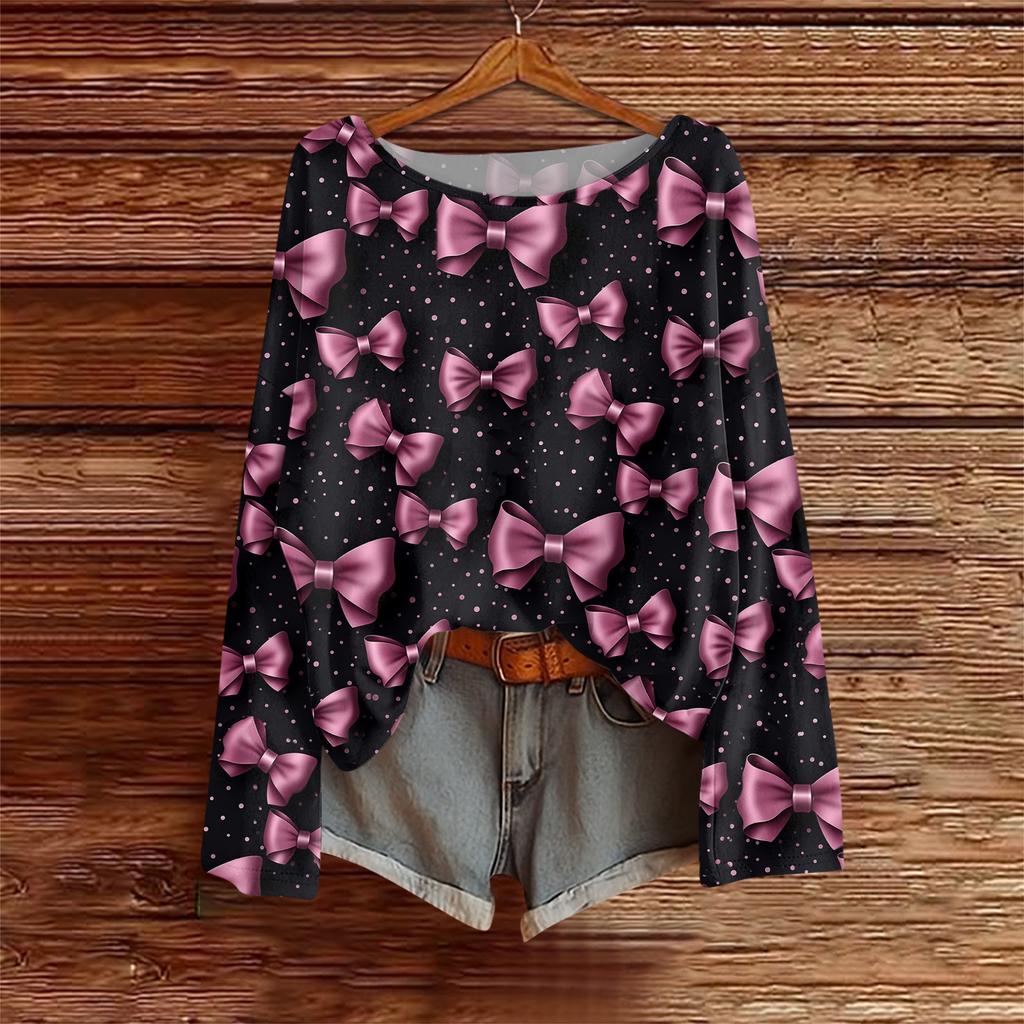 Long Sleeve Shirts For Women Printed Tees Blouses Casual Plus Size Basic Tops Pullover Casual Tunic Top Loose FitShirt