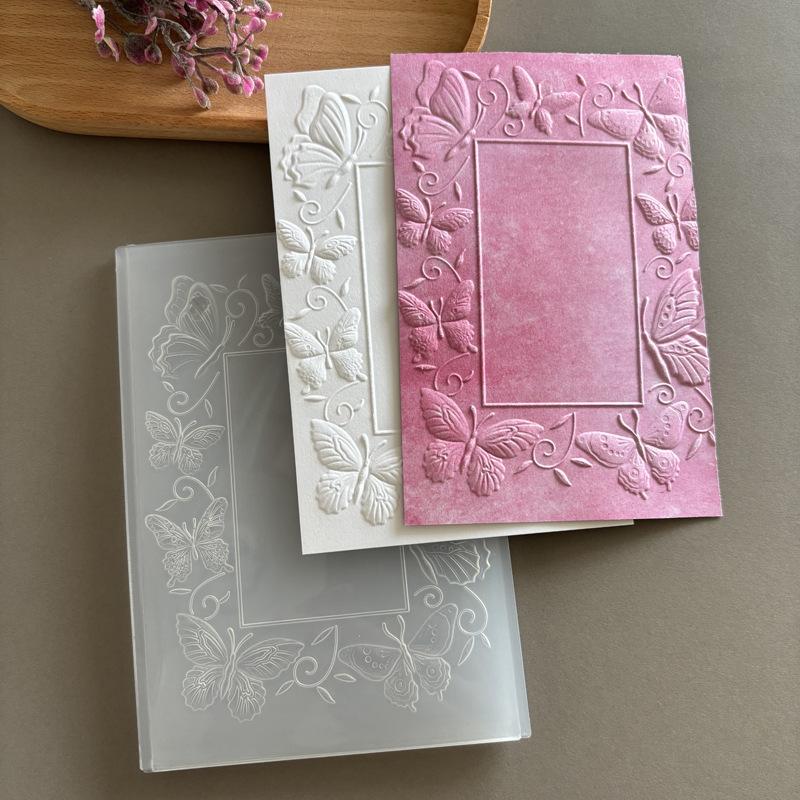 1pc 3D Texture Clip Plastic Embossed Pattern Board DIY Printing Clip Mold Paper Embossing Folders Flowers Card Making Supplies