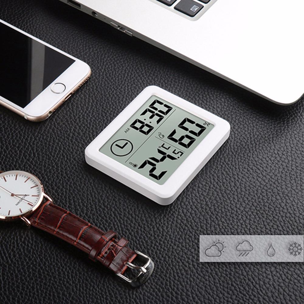 Multifunction Thermometer Hygrometer Automatic Electronic Temperature Humidity Monitor Clock 3.2inch Large LCD Screen
