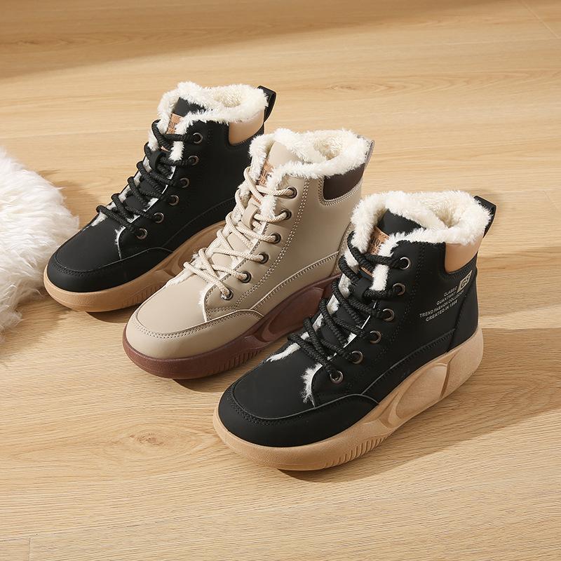 Winter new high-top velvet Martin boots female students thick-soled casual warm street shoes