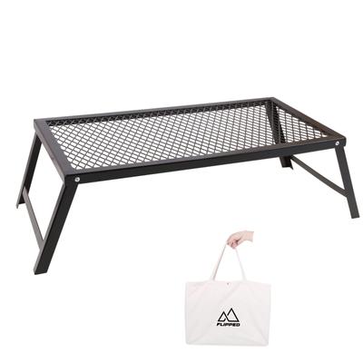 FLIPPED Outdoor Table Bonfire Table Low Type Cooker Shelf Camping Bonfire Stand with Storage Bag Foldable Perfect for Outdoor Camping 5530cm