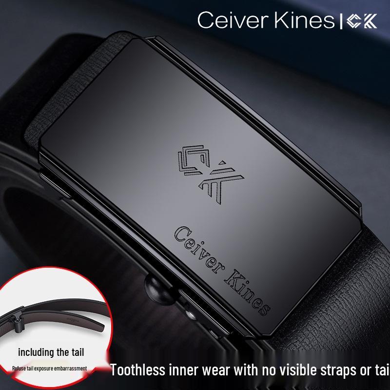 

Мужской ремень из натуральной кожи с автоматической пряжкой - Универсальный деловой повседневный ремень из воловьей кожи 105 cm