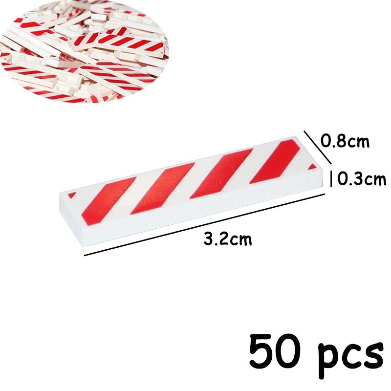 Non-Toxic 50Pcs Smooth Printed 1X4 Size 1*4 Assemble Particles 2431 Wood Grain Pattern Traffic Warning Bricks Moc Tile Diy Toy For Kids