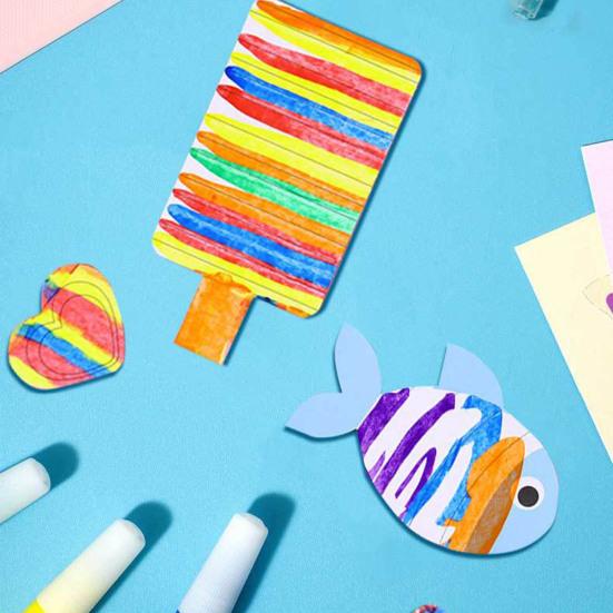 1 Set Squeegee Art Kids Paint Kit DIY Rainbow Scratch Painting Crafts