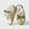 Lace bow plush slippers autumn and winter new home non-slip warm advanced sense can be worn outside thick-soled cotton slippers