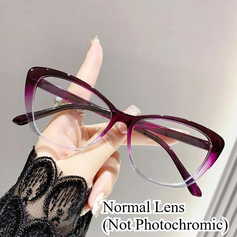 Kvinner Utendørs Fotokromatiske Nærsynthetsbriller Unisex Vintage Katteøye Minus Dioptri Briller Utendørs Nærsynthet Solbriller for Damer