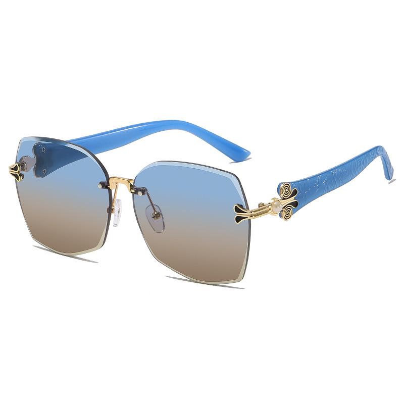 

Frameless Trimmed Sunglasses Fashion Sunglasses Big Face Thin Pearl Glasses сапфірове скло синього кольору кольору