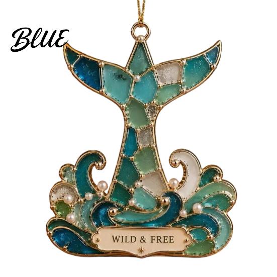Decorative Hanging Decorations for Home Handmade Sea Glass Coastal Christmas Ornaments, Turtle Seahorse Starfish Seasonal Party Supplies Sailboat