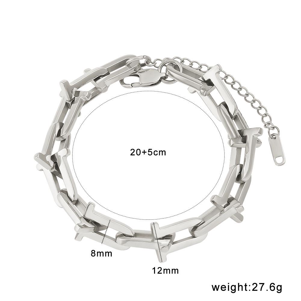 18K Gold Titanium U-Shaped Horseshoe Chain Bracelet Necklace – European American Style, Handmade Trendy Jewelry