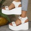 2025Women's Wedge Sandals Retro Belt Buckle Casual Platform Sandals for Women Thick Bottom High Heels Sandals Sandalias De Mujer