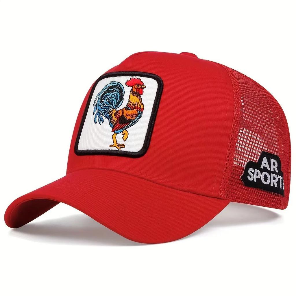 Rete Ricamo Animale Cappello Gallo Maschile e Femminile Cappellino da Baseball Animale Hip Hop Cappello Anatra Adatto Per Sport all'Aperto Visiera da Pesca