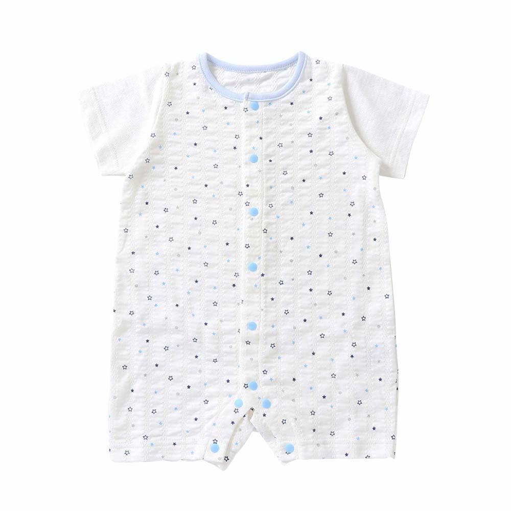 

de Made in Japan Jersey Striped Jacquard Star Baby [Cream Coco] Spring/Summer Coveralls, Pattern, Clothes, Newborn, Infant, 25-43102 (Navy, 80cm)