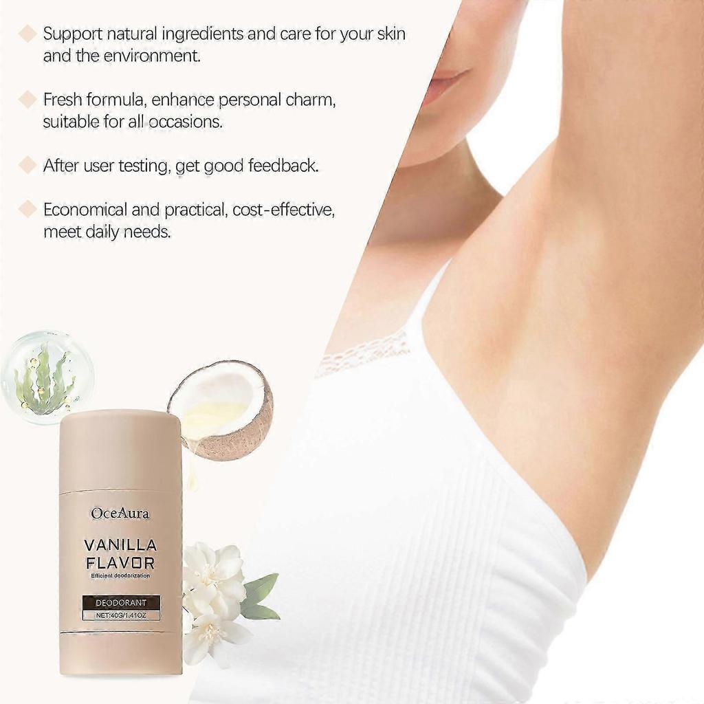 Vanilla Body Fragrance Bar - Natural Deodorant with Long-Lasting Floral Scent, Soothes Sensitive Skin, 40g