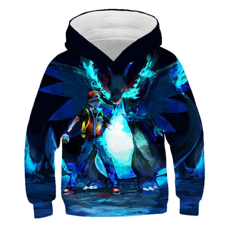 2025 Year Pokemon Hoodies Kids Cartoon Pullover Pikachu Sweatshirt Long Sleeve Children Clothes Boy Fashion Top 4-14 Years Kid Streetwear
