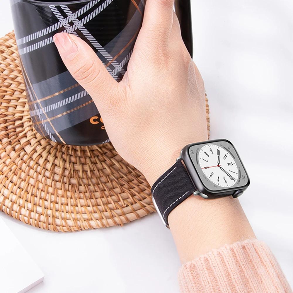 Canvas Band For Apple Watch Strap 49mm 46mm 40 41 38mm 44 45mm correa fabric Bracelet for iwatch Series 11 10 9 8 7 SE 6 ultra 3