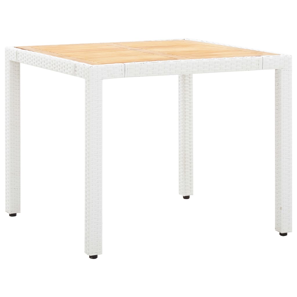 5 Piece Garden Dining Set White Poly Rattan