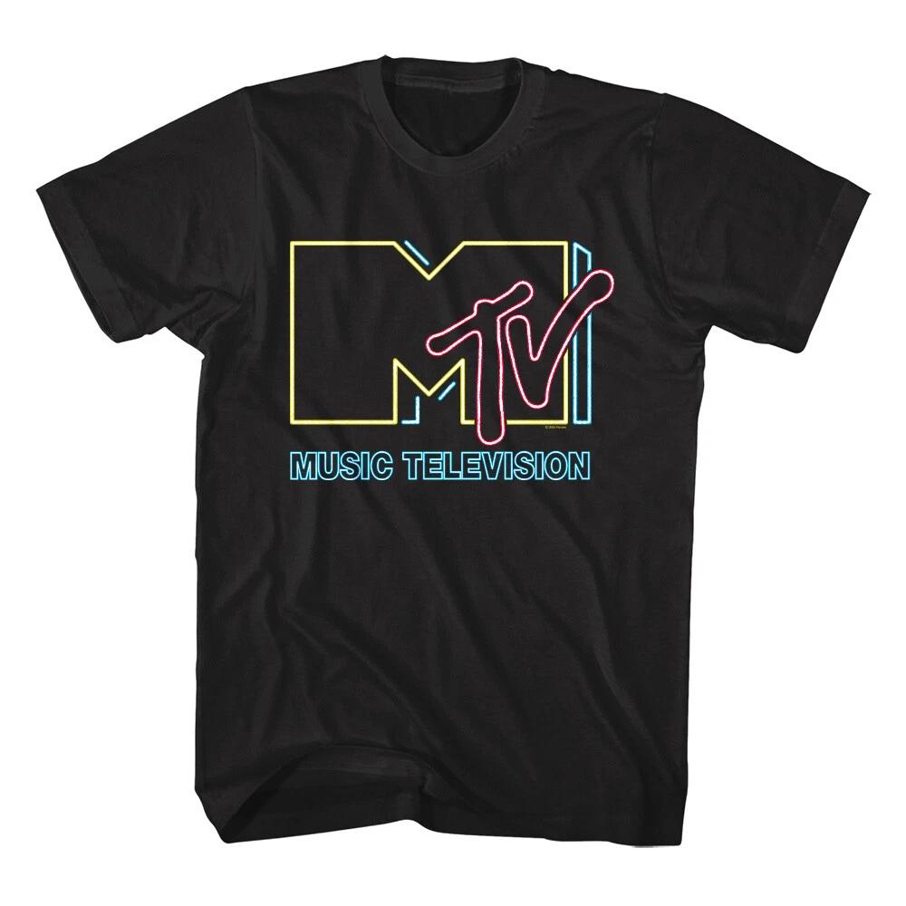 MTV Neon Sign Logo Men s T Shirt Light Ident Music Television Generation 4XL