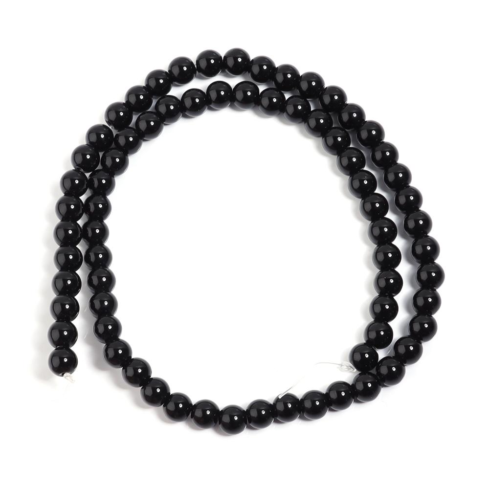 4 6 8 10 12mm Black Glass Beads Smooth Round Loose Spacer Beads For Jewelry Making DIY Handmade Bracelets Necklace Accessories